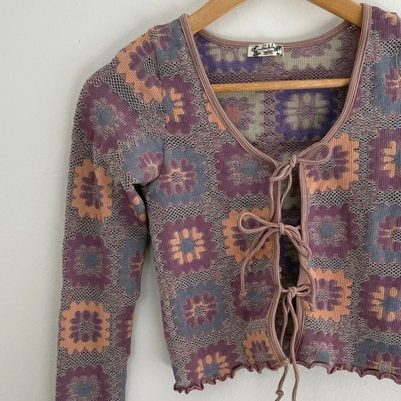 Free People Free For All Cardi Lavender Combo size XS/S Women's Top - Picture 1 of 8